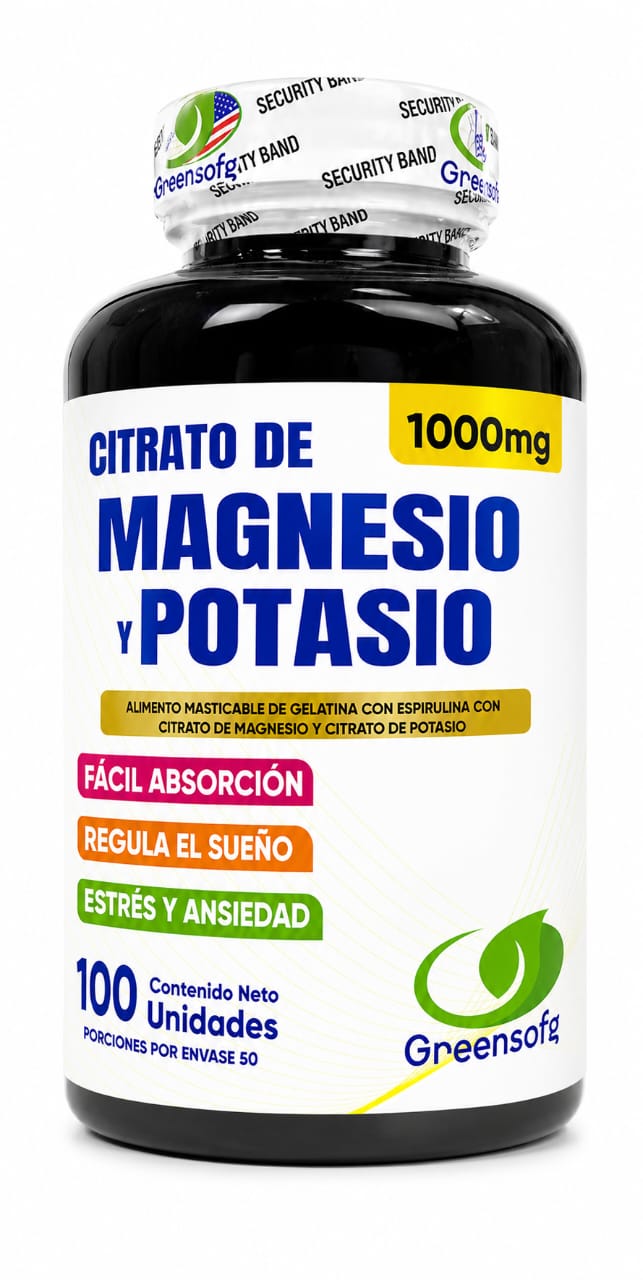Citrato de Magnesio y Potasio 1000mg Greensofa